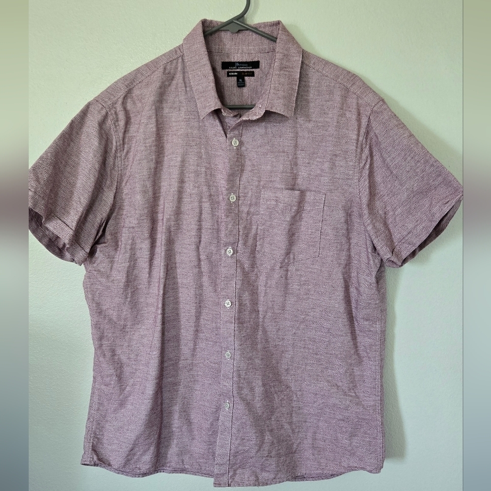 Marc Anthony Maroon Button Down Short Sleeve Shirt Size XL